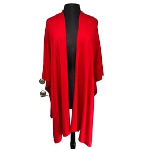 Scarlet Red Open Front Poncho Sweater by Picadilly Canada One Lagenlook READ